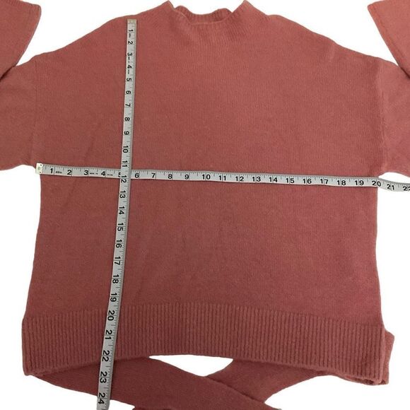 WAYF Sweater Pullover Crew Neck Pink Blush Bow Tie Ribbed Hem Women Size Large - Picture 7 of 11